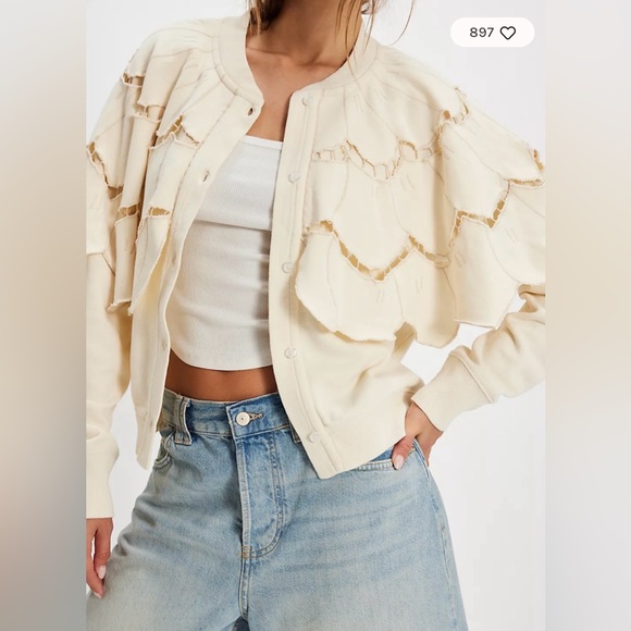 Free People Fluttercape Sweatshirt. NWT. Ivory - Picture 3 of 4